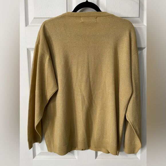 Vintage Chrysantheme Woman Metallic Gold Women’s Cardigan Sweater 14/16 - Picture 7 of 8